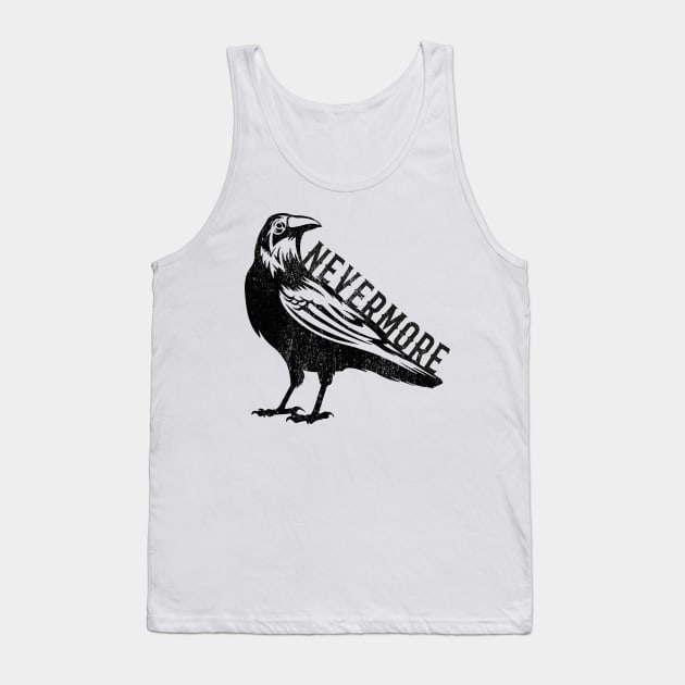 Raven Nevermore Halloween Crow Black Bird Distressed Tank Top by lucidghost